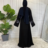 Nida Black Sequin Open Abaya-Abaya > Dubai Abaya > Modest > Abaya Online > Open Abaya > Closed Abaya > Modanisa > Abayabuth > Abaya UK > Hijab > Muslim Dress > Modest Dress > Grey Abaya > Plain Abaya > FeelModest-Feelmodest