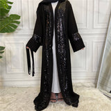 Nida Black Sequin Open Abaya-Abaya > Dubai Abaya > Modest > Abaya Online > Open Abaya > Closed Abaya > Modanisa > Abayabuth > Abaya UK > Hijab > Muslim Dress > Modest Dress > Grey Abaya > Plain Abaya > FeelModest-Feelmodest