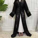 Nida Black Sequin Open Abaya-Abaya > Dubai Abaya > Modest > Abaya Online > Open Abaya > Closed Abaya > Modanisa > Abayabuth > Abaya UK > Hijab > Muslim Dress > Modest Dress > Grey Abaya > Plain Abaya > FeelModest-Feelmodest