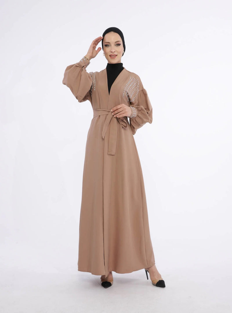 MissKarima Mink Open Abaya-Abaya > Dubai Abaya > Modest > Abaya Online > Open Abaya > Closed Abaya > Modanisa > Abayabuth > Abaya UK > Hijab > Muslim Dress > Modest Dress > Grey Abaya > Plain Abaya > FeelModest > Pink Abaya >Eid Outfit > Beige Abaya-Feelmodest