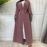 MissAmina Pink Pearl Open Abaya - Ready to Dispatch-Abaya > Dubai Abaya > Modest > Abaya Online > Open Abaya > Closed Abaya > Modanisa > Abayabuth > Abaya UK > Hijab > Muslim Dress > Modest Dress > Grey Abaya > Plain Abaya > FeelModest-Feelmodest
