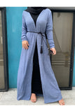 MissAmina Knit Light Blue Open Abaya-Open Abaya-Feelmodest