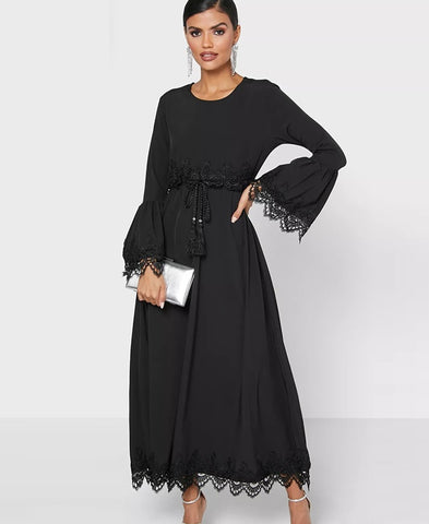 MissModesty Black Laced Dress-Abaya > Dubai Abaya > Abayatopia > Abaya Online > Open Abaya > Closed Abaya > Modanisa > Abayabuth > Abaya UK > Hijab > Muslim Dress > Modest Dress > Grey Abaya > Plain Abaya > FeelModest > Abaya Buth > White Abaya > pearl abaya-Feelmodest