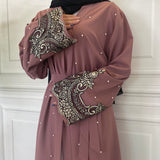 MissAmina Pink Pearl Open Abaya - Ready to Dispatch-Abaya > Dubai Abaya > Modest > Abaya Online > Open Abaya > Closed Abaya > Modanisa > Abayabuth > Abaya UK > Hijab > Muslim Dress > Modest Dress > Grey Abaya > Plain Abaya > FeelModest-Feelmodest