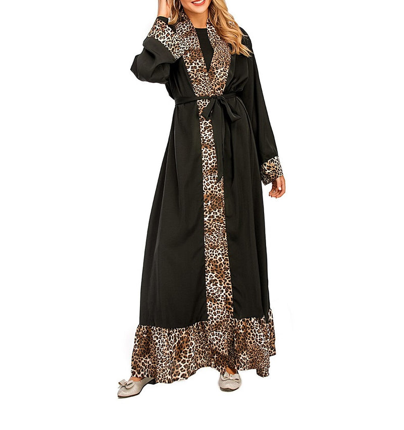 FeelModest Vintage Leopard Print Abaya-Abaya > Open Abaya > Black Abaya > Modest Dress > Black Abaya > Eid Outfit > Islamic Dress > Elegant Abaya > Hijab > Chiffon Hijab > Abayabuth > Modanisa-Feelmodest