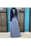 MissAmina Knit Light Blue Open Abaya-Open Abaya-Feelmodest