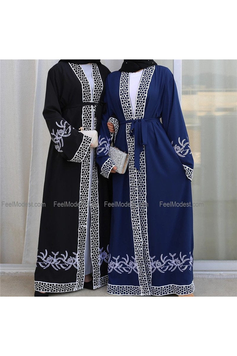 MissModesty Embroidery Blue Open Abaya-Abaya > Dubai Abaya > Modest > Abaya Online > Open Abaya > Closed Abaya > Modanisa > Abayabuth > Abaya UK > Hijab > Muslim Dress > Modest Dress > Grey Abaya > Plain Abaya > FeelModest-Feelmodest