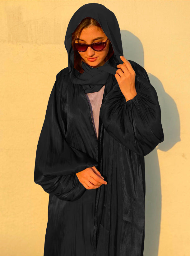 Classic Silk Satin Black Open Abaya-Abaya > Dubai Abaya > Modest > Abaya Online > Open Abaya > Closed Abaya > Modanisa > Abayabuth > Abaya UK > Hijab > Muslim Dress > Modest Dress > Grey Abaya > Plain Abaya > FeelModest > Abaya Buth > White Abaya > Silk Abaya-Feelmodest