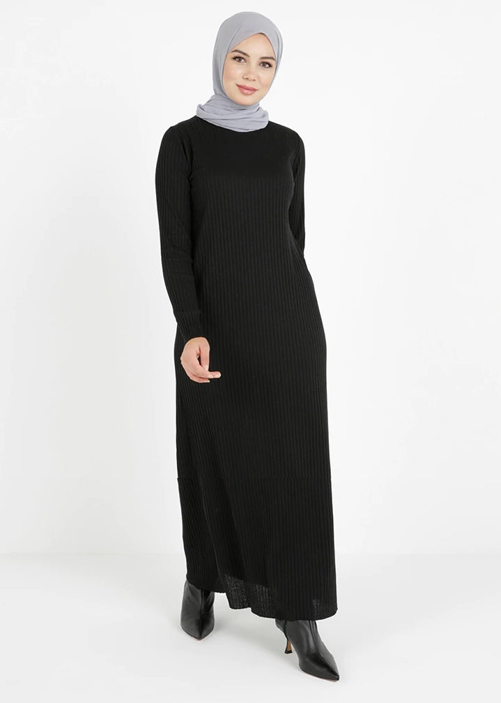 MissTavin Black Knitted Modest Dress-Abaya > Dubai Abaya > Modest > Abaya Online > Open Abaya > Closed Abaya > Modanisa > Abayabuth > Abaya UK > Hijab > Muslim Dress > Modest Dress > Grey Abaya > Plain Abaya > FeelModest > Abaya Buth > White Abaya > Knitt Dress > Abaya Buth-Feelmodest