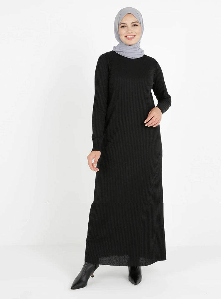 MissTavin Black Knitted Modest Dress-Abaya > Dubai Abaya > Modest > Abaya Online > Open Abaya > Closed Abaya > Modanisa > Abayabuth > Abaya UK > Hijab > Muslim Dress > Modest Dress > Grey Abaya > Plain Abaya > FeelModest > Abaya Buth > White Abaya > Knitt Dress > Abaya Buth-Feelmodest