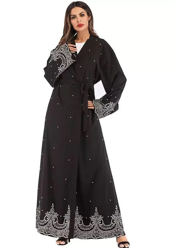 MissAmina Black Pearl Open Abaya-Abaya > Dubai Abaya > Modest > Abaya Online > Open Abaya > Closed Abaya > Modanisa > Abayabuth > Abaya UK > Hijab > Muslim Dress > Modest Dress > Grey Abaya > Plain Abaya > FeelModest > Abaya Buth > UK Abaya > Abaya Shop-Feelmodest
