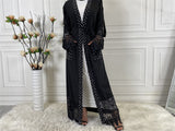 MissModesty Pearls Lace Open Abaya-Abaya > Dubai Abaya > Modest > Abaya Online > Open Abaya > Closed Abaya > Modanisa > Abayabuth > Abaya UK > Hijab > Muslim Dress > Modest Dress > Grey Abaya > Plain Abaya > FeelModest-Feelmodest