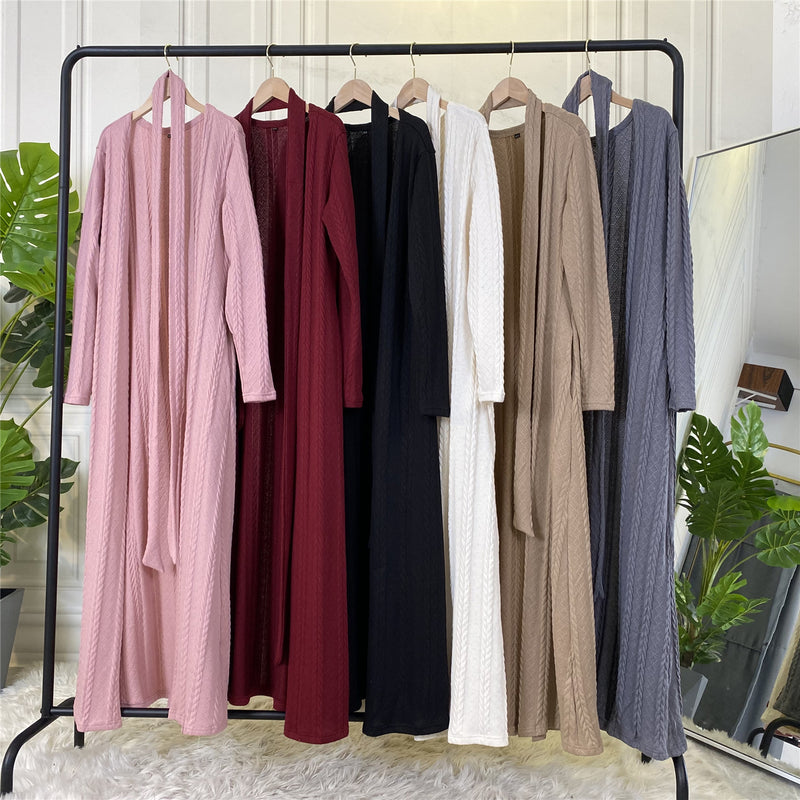 MissAmina Black Classic Knitted Abaya Set-Abaya > Dubai Abaya > Modest > Abaya Online > Open Abaya > Closed Abaya > Modanisa > Abayabuth > Abaya UK > Hijab > Muslim Dress > Modest Dress > Grey Abaya > Plain Abaya > FeelModest > Abaya Buth > White Abaya-Feelmodest