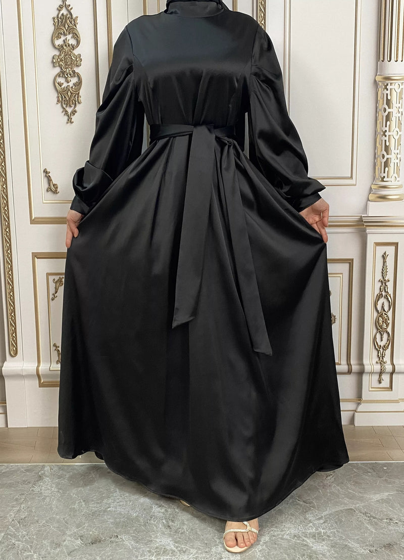 Black Satin Tie Sleeve Closed Abaya-Abaya > Dubai Abaya > Modest > Abaya Online > Open Abaya > Closed Abaya > Modanisa > Abayabuth > Abaya UK > Hijab > Muslim Dress > Modest Dress > Grey Abaya > Plain Abaya > FeelModest > Abaya Buth > White Abaya > Silk Abaya > Satin Abaya > Puff Sleeve-Feelmodest