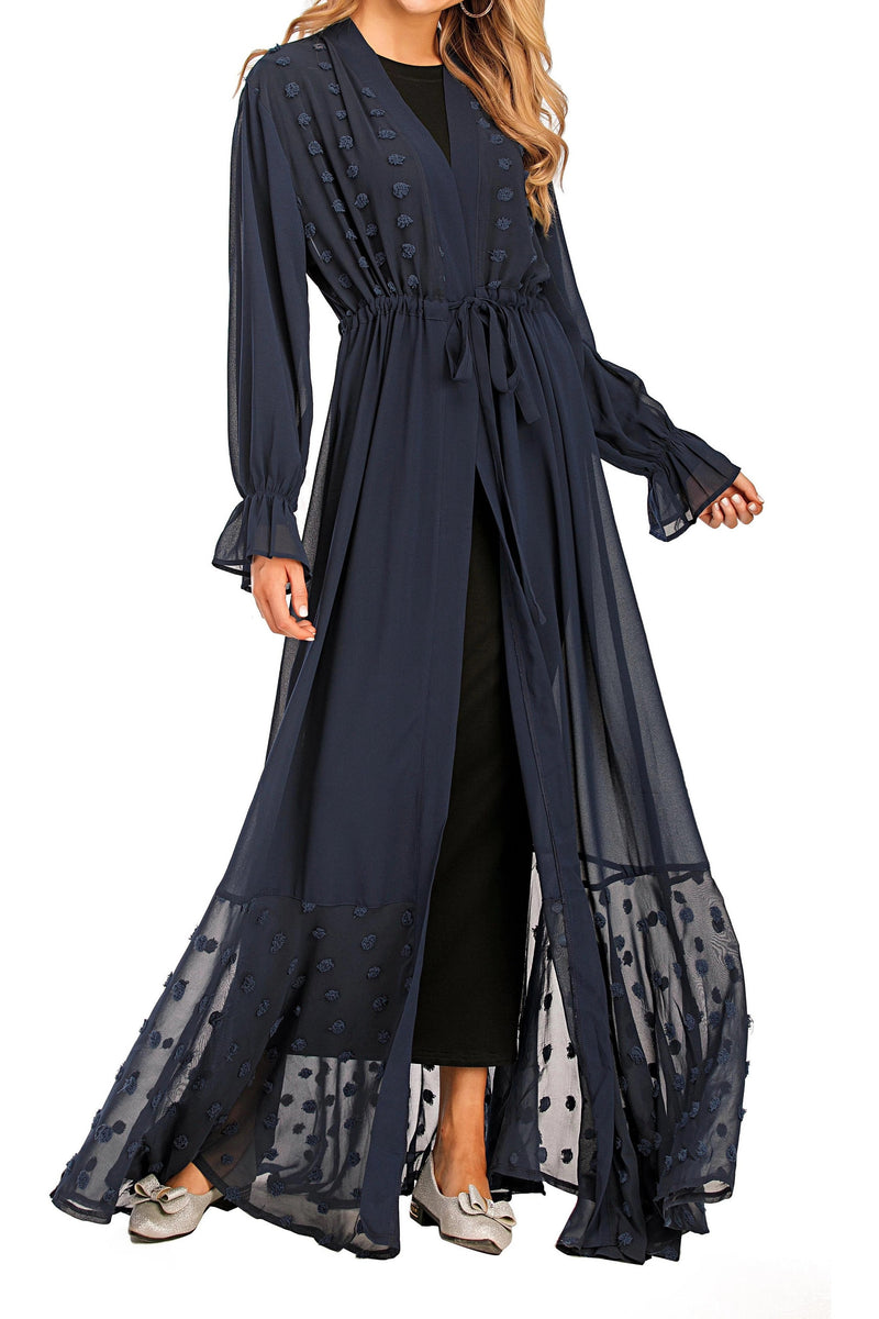 FeelModest Blue Open Abaya-Abaya > Dubai Abaya > Modest > Abaya Online > Open Abaya > Closed Abaya > Modanisa > Abayabuth > Abaya UK > Hijab > Muslim Dress > Modest Dress > Grey Abaya > Plain Abaya > FeelModest-Feelmodest