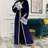 FeelModest Classic Blue Velvet Open Abaya-Abaya > Dubai Abaya > Modest > Abaya Online > Open Abaya > Closed Abaya > Modanisa > Abayabuth > Abaya UK > Hijab > Muslim Dress > Modest Dress > Grey Abaya > Plain Abaya > FeelModest-Feelmodest