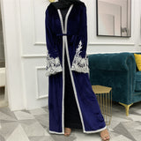 FeelModest Classic Blue Velvet Open Abaya-Abaya > Dubai Abaya > Modest > Abaya Online > Open Abaya > Closed Abaya > Modanisa > Abayabuth > Abaya UK > Hijab > Muslim Dress > Modest Dress > Grey Abaya > Plain Abaya > FeelModest-Feelmodest