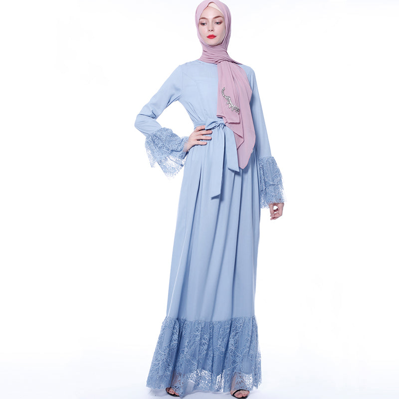 MissModesty Light Blue Long Laced Dress-Dress-Feelmodest