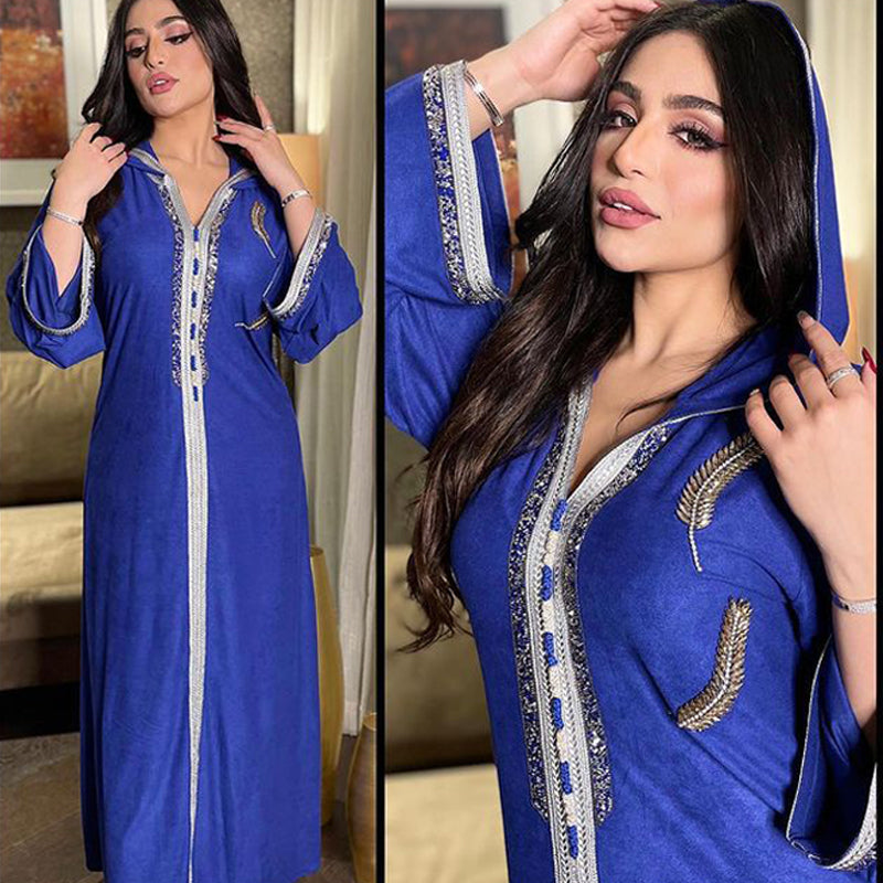 FeelModest Blue Hooded Abaya Dress-Abaya > Dubai Abaya > Modest > Abaya Online > Open Abaya > Closed Abaya > Modanisa > Abayabuth > Abaya UK > Hijab > Muslim Dress > Modest Dress > Grey Abaya > Plain Abaya > FeelModest-Feelmodest