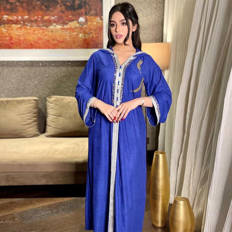 FeelModest Blue Hooded Abaya Dress-Abaya > Dubai Abaya > Modest > Abaya Online > Open Abaya > Closed Abaya > Modanisa > Abayabuth > Abaya UK > Hijab > Muslim Dress > Modest Dress > Grey Abaya > Plain Abaya > FeelModest-Feelmodest