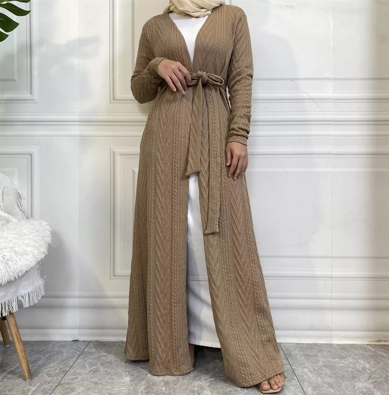 FeelModest Classic Brown Long Open Cardigan