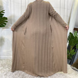 MissAmina Brown Classic Knitted Abaya Set-Abaya > Dubai Abaya > Modest > Abaya Online > Open Abaya > Closed Abaya > Modanisa > Abayabuth > Abaya UK > Hijab > Muslim Dress > Modest Dress > Grey Abaya > Plain Abaya > FeelModest > Abaya Buth > White Abaya-Feelmodest