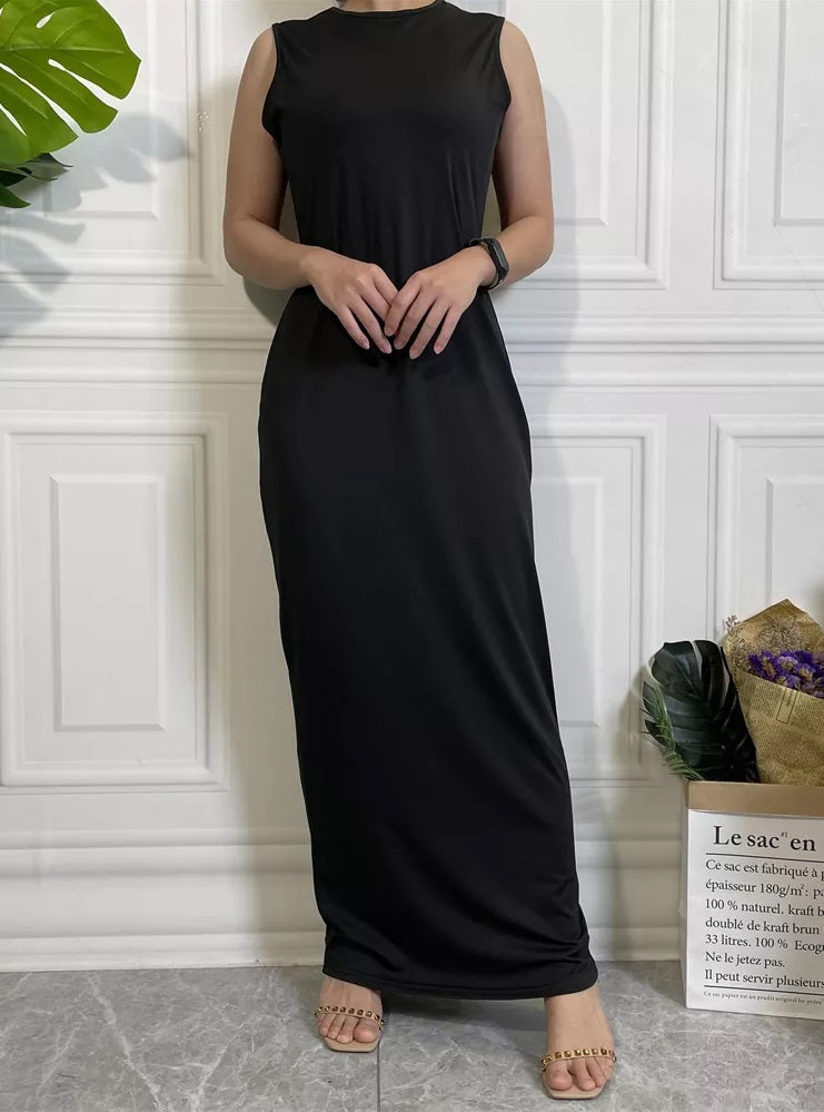 FeelModest Sleeveless Inner Slip Dress - Black-Abaya > Dubai Abaya > Modest > Abaya Online > Open Abaya > Closed Abaya > Modanisa > Abayabuth > Abaya UK > Hijab > Muslim Dress > Modest Dress > Grey Abaya > Plain Abaya > FeelModest > Abaya Buth > White Abaya-Feelmodest