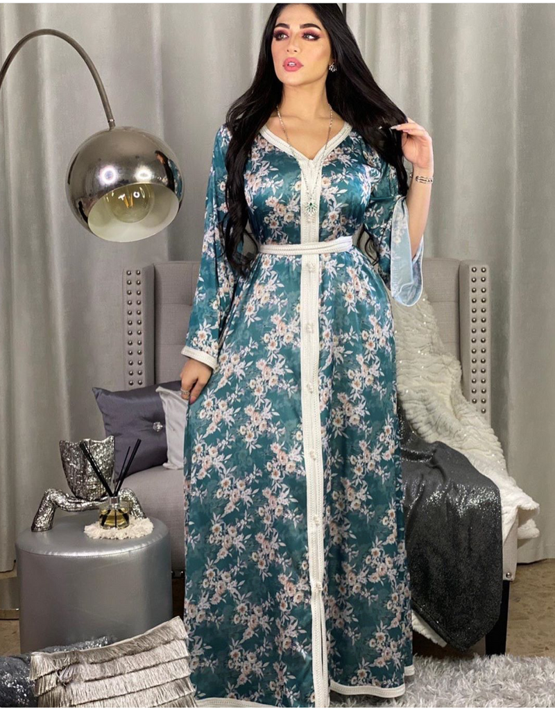 FeelModest Blue Floral Dress-Abaya > Dubai Abaya > Modest > Abaya Online > Open Abaya > Closed Abaya > Modanisa > Abayabuth > Abaya UK > Hijab > Muslim Dress > Modest Dress > Grey Abaya > Plain Abaya > FeelModest-Feelmodest