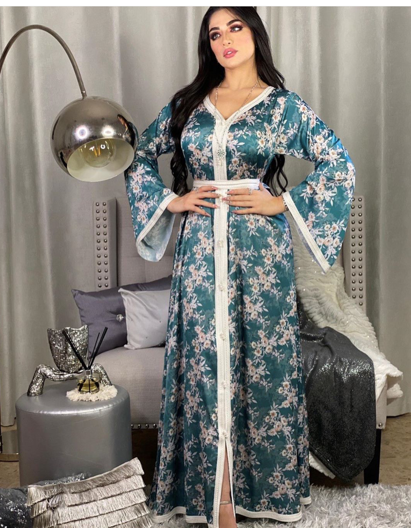 FeelModest Blue Floral Dress-Abaya > Dubai Abaya > Modest > Abaya Online > Open Abaya > Closed Abaya > Modanisa > Abayabuth > Abaya UK > Hijab > Muslim Dress > Modest Dress > Grey Abaya > Plain Abaya > FeelModest-Feelmodest