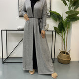 MissAmina Knit Grey Open Abaya