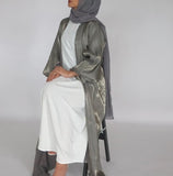 Grey Satin Puff Sleeve Open Abaya-Abaya > Dubai Abaya > Modest > Abaya Online > Open Abaya > Closed Abaya > Modanisa > Abayabuth > Abaya UK > Hijab > Muslim Dress > Modest Dress > Grey Abaya > Plain Abaya > FeelModest > Abaya Buth > White Abaya > Silk Abaya > Puff Sleeve Abaya-Feelmodest
