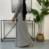 MissAmina Knit Grey Open Abaya-Open Abaya-Feelmodest