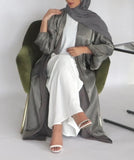 Grey Satin Puff Sleeve Open Abaya-Abaya > Dubai Abaya > Modest > Abaya Online > Open Abaya > Closed Abaya > Modanisa > Abayabuth > Abaya UK > Hijab > Muslim Dress > Modest Dress > Grey Abaya > Plain Abaya > FeelModest > Abaya Buth > White Abaya > Silk Abaya > Puff Sleeve Abaya-Feelmodest