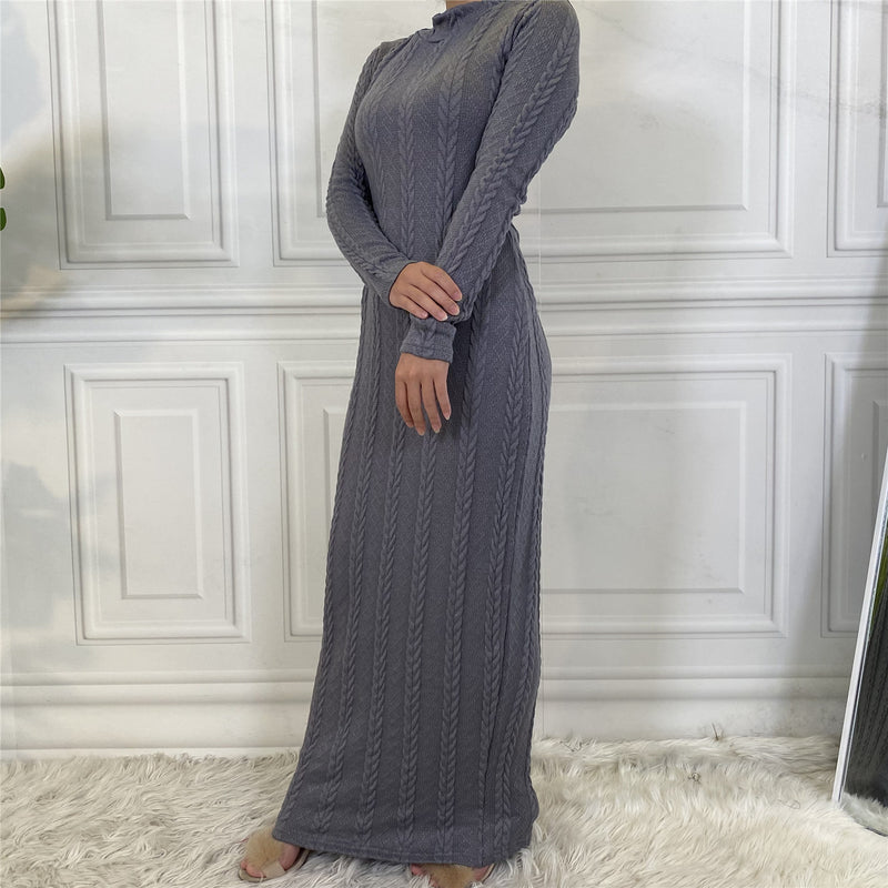 MissAmina Grey Classic Knitted Dress-Abaya > Dubai Abaya > Modest > Abaya Online > Open Abaya > Closed Abaya > Modanisa > Abayabuth > Abaya UK > Hijab > Muslim Dress > Modest Dress > Grey Abaya > Plain Abaya > FeelModest > Abaya Buth > White Abaya > Modest Skirt > Skirt > Hawaa-Feelmodest