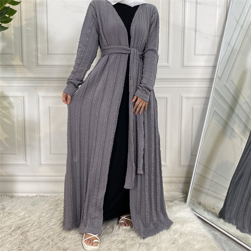 MissAmina Grey Classic Knitted Abaya Set-Abaya > Dubai Abaya > Modest > Abaya Online > Open Abaya > Closed Abaya > Modanisa > Abayabuth > Abaya UK > Hijab > Muslim Dress > Modest Dress > Grey Abaya > Plain Abaya > FeelModest > Abaya Buth > White Abaya-Feelmodest