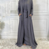 MissAmina Grey Classic Knitted Abaya Set
