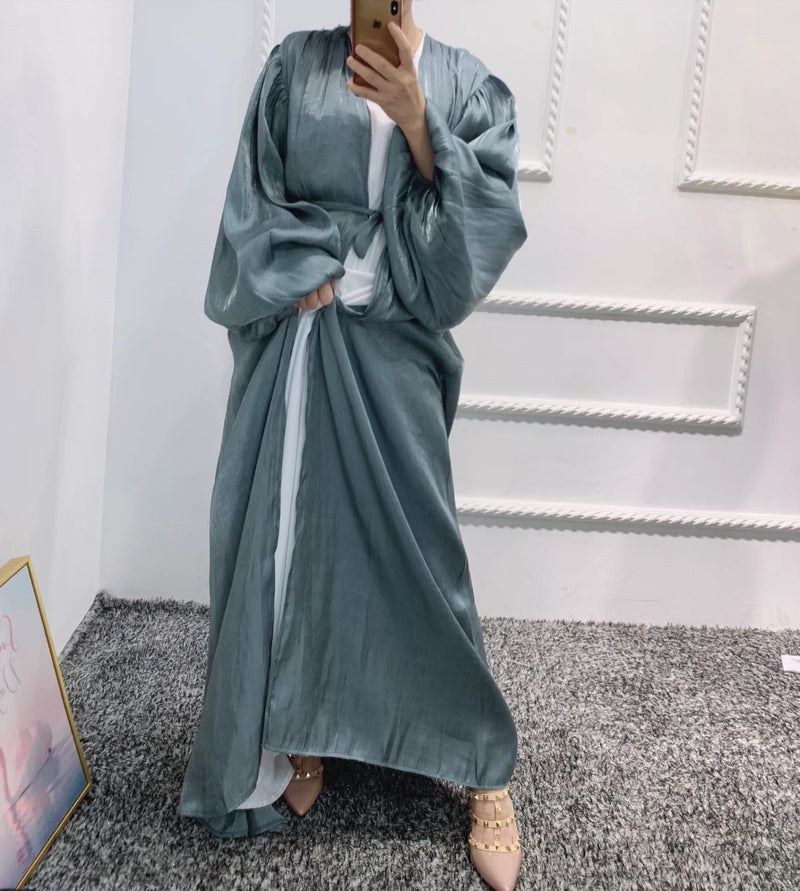 Classic Silk Mint Open Abaya-Abaya > Dubai Abaya > Modest > Abaya Online > Open Abaya > Closed Abaya > Modanisa > Abayabuth > Abaya UK > Hijab > Muslim Dress > Modest Dress > Grey Abaya > Plain Abaya > FeelModest > Abaya Buth > White Abaya > Silk Abaya-Feelmodest