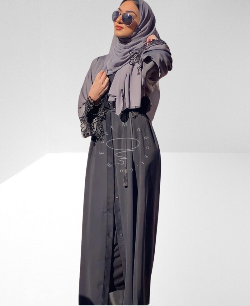 KeepModest Nida Grey Open Abaya-Abaya > Dubai Abaya > Modest > Abaya Online > Open Abaya > Closed Abaya > Modanisa > Abayabuth > Abaya UK > Hijab > Muslim Dress > Modest Dress > Grey Abaya > Plain Abaya > FeelModest-Feelmodest