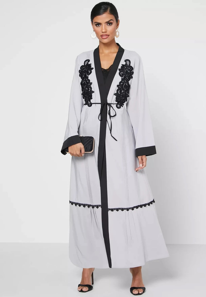 FeelModest Grey Open Abaya - Ready to Dispatch-Abaya > Dubai Abaya > Modest > Abaya Online > Open Abaya > Closed Abaya > Modanisa > Abayabuth > Abaya UK > Hijab > Muslim Dress > Modest Dress > Grey Abaya > Plain Abaya > FeelModest-Feelmodest