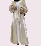 Classic Silk Beige Open Abaya