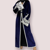 FeelModest Classic Blue Velvet Open Abaya-Abaya > Dubai Abaya > Modest > Abaya Online > Open Abaya > Closed Abaya > Modanisa > Abayabuth > Abaya UK > Hijab > Muslim Dress > Modest Dress > Grey Abaya > Plain Abaya > FeelModest-Feelmodest