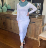 MissModesty White Bodycon Long Dress-Abaya > Dubai Abaya > Modest > Abaya Online > Open Abaya > Closed Abaya > Modanisa > Abayabuth > Abaya UK > Hijab > Muslim Dress > Modest Dress > Grey Abaya > Plain Abaya > FeelModest > Abaya Buth > White Abaya-Feelmodest