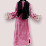 FeelModest Classic Pink Velvet Open Abaya-Abaya > Dubai Abaya > Modest > Abaya Online > Open Abaya > Closed Abaya > Modanisa > Abayabuth > Abaya UK > Hijab > Muslim Dress > Modest Dress > Grey Abaya > Plain Abaya > FeelModest-Feelmodest