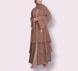 FeelModest Brown Layered Open Abaya with Hijab-Abaya > Dubai Abaya > Modest > Abaya Online > Open Abaya > Closed Abaya > Modanisa > Abayabuth > Abaya UK > Hijab > Muslim Dress > Modest Dress > Grey Abaya > Plain Abaya > FeelModest > Layered Abaya > Black Abaya > Black Hijab-Feelmodest