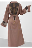 FeelModest Pink Beaded Open Abaya-Abaya-Feelmodest
