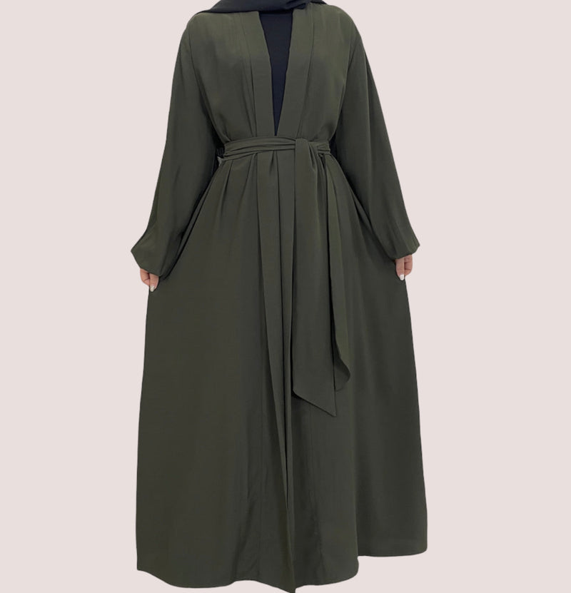 Classic Sage Open Abaya-Abaya > Dubai Abaya > Modest > Abaya Online > Open Abaya > Closed Abaya > Modanisa > Abayabuth > Abaya UK > Hijab > Muslim Dress > Modest Dress > Grey Abaya > Plain Abaya > FeelModest > Closed Abaya > Abaya Fashion-Feelmodest