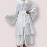 FeelModest White Layered Open Abaya with Hijab-Abaya > Dubai Abaya > Modest > Abaya Online > Open Abaya > Closed Abaya > Modanisa > Abayabuth > Abaya UK > Hijab > Muslim Dress > Modest Dress > Grey Abaya > Plain Abaya > FeelModest > Layered Abaya > Black Abaya > Black Hijab-Feelmodest