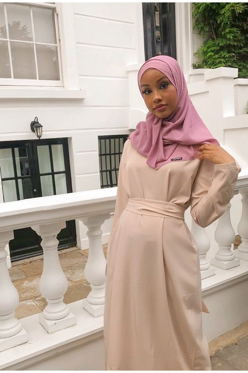 FeelModest Beige Dress Abaya - Ready to Dispatch-Abaya / Dress-Feelmodest