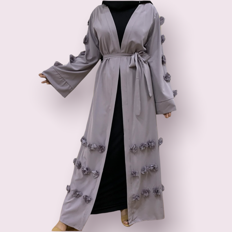 Classic 3D Flower Light Purple Open Abaya-Abaya > Dubai Abaya > Modest > Abaya Online > Open Abaya > Closed Abaya > Modanisa > Abayabuth > Abaya UK > Hijab > Muslim Dress > Modest Dress > Grey Abaya > Plain Abaya > FeelModest > Closed Abaya > Abaya Fashion > Abaya Buth-Feelmodest