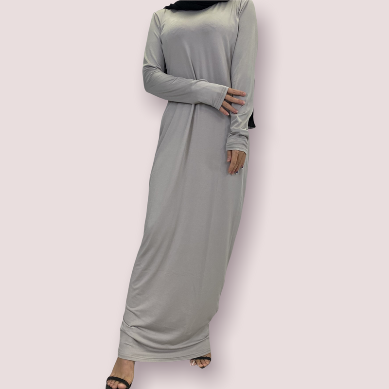MissModesty Grey Bodycon Long Dress-Abaya > Dubai Abaya > Modest > Abaya Online > Open Abaya > Closed Abaya > Modanisa > Abayabuth > Abaya UK > Hijab > Muslim Dress > Modest Dress > Grey Abaya > Plain Abaya > FeelModest > Abaya Buth > White Abaya-Feelmodest